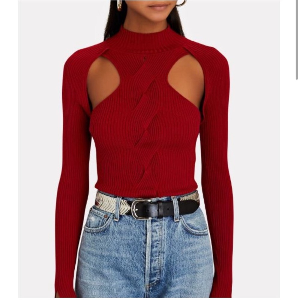 JONATHAN SIMKHAI Keegan Cut-Out Rib Knit Top